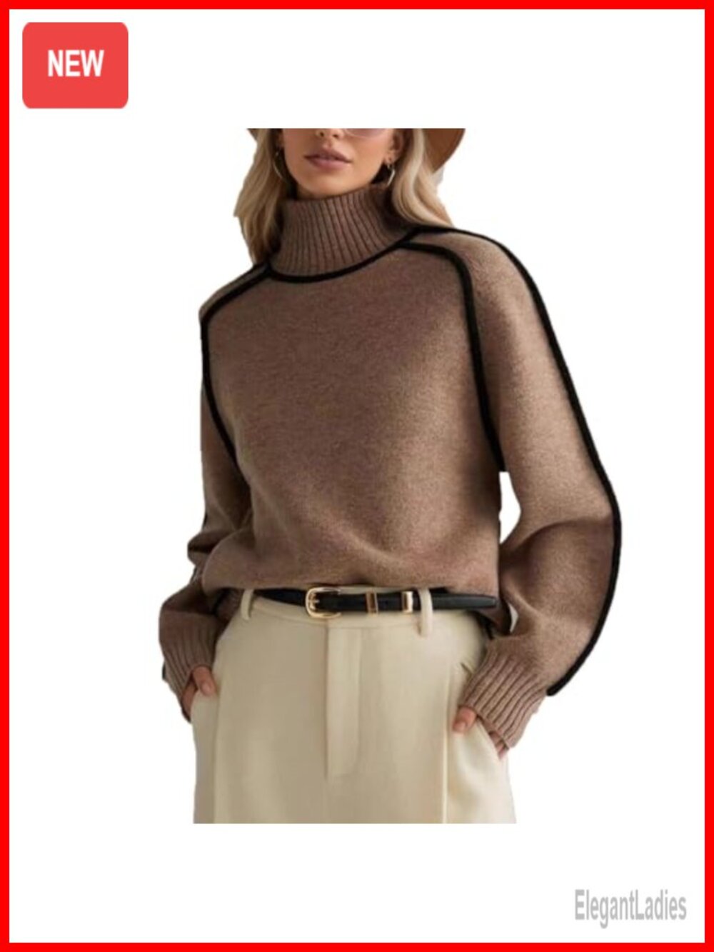 Women's Turtleneck Sweater Chunky Long Sleeve Oversized Knit Pullover Fall